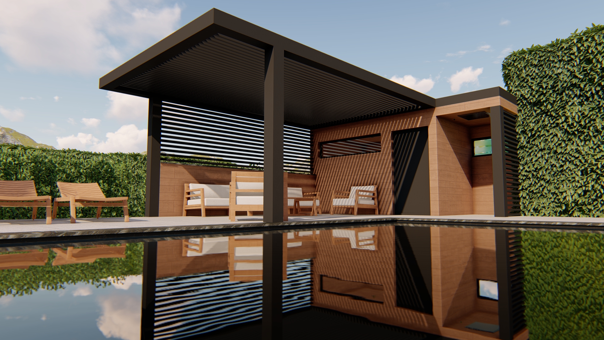 Piscine à débordement Chambéry - Atelier OLEA