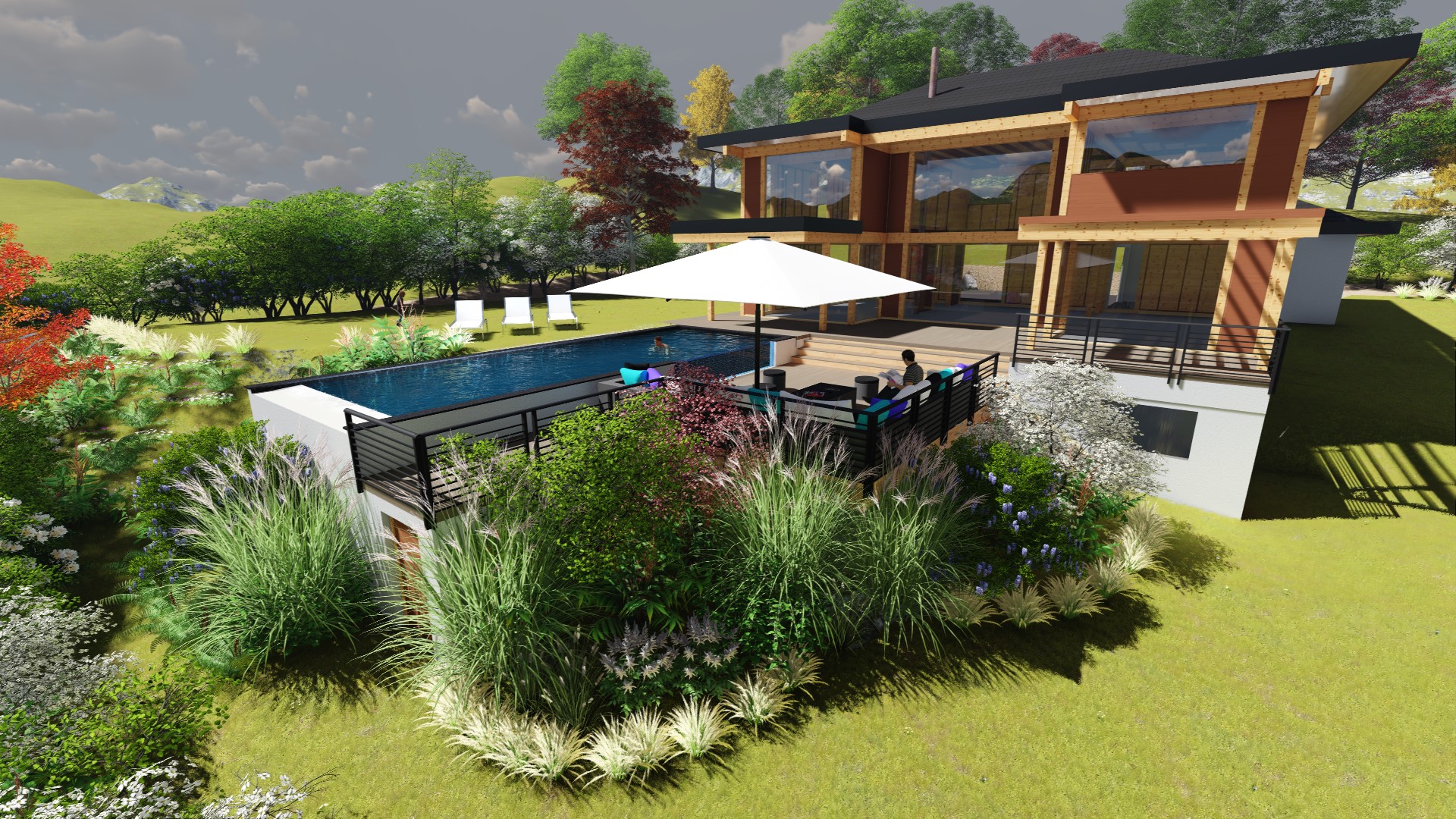 Piscine à débordement Annecy - Atelier OLEA